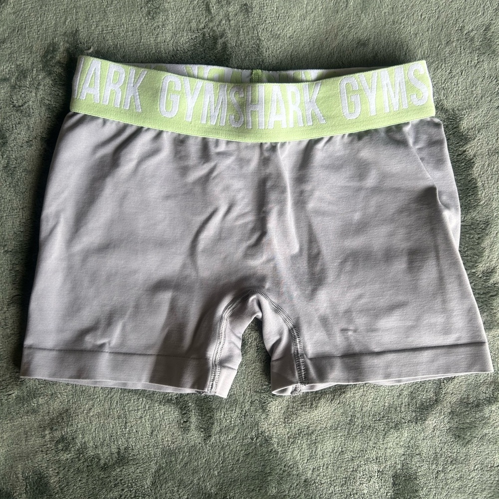 Gymshark Gray Shorts with Green Waistband